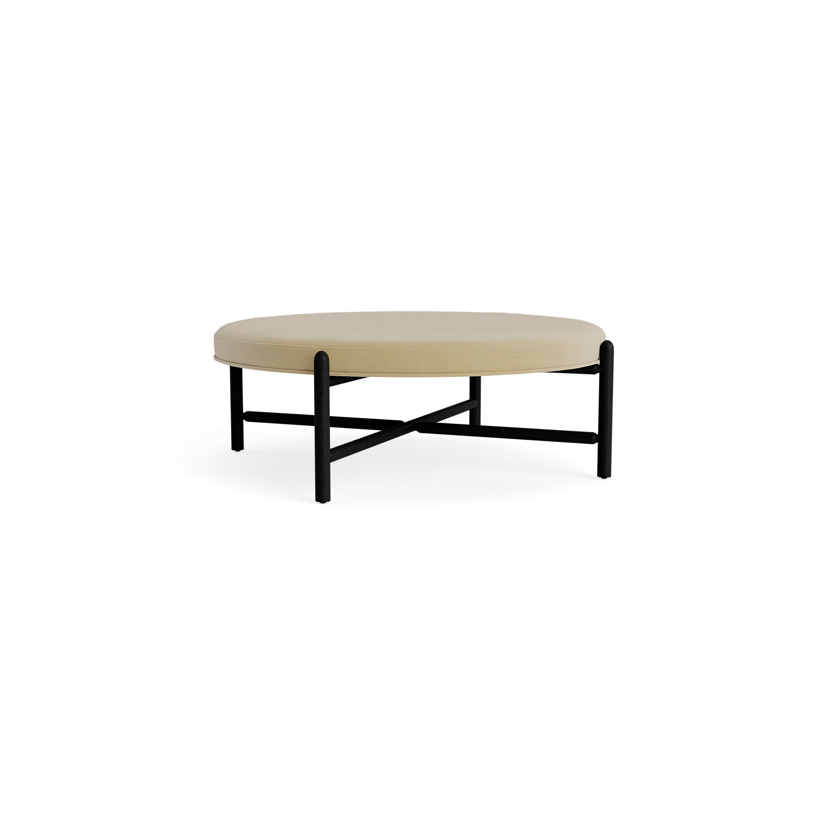 Vane 48" Round Ottoman, Black, Khaki