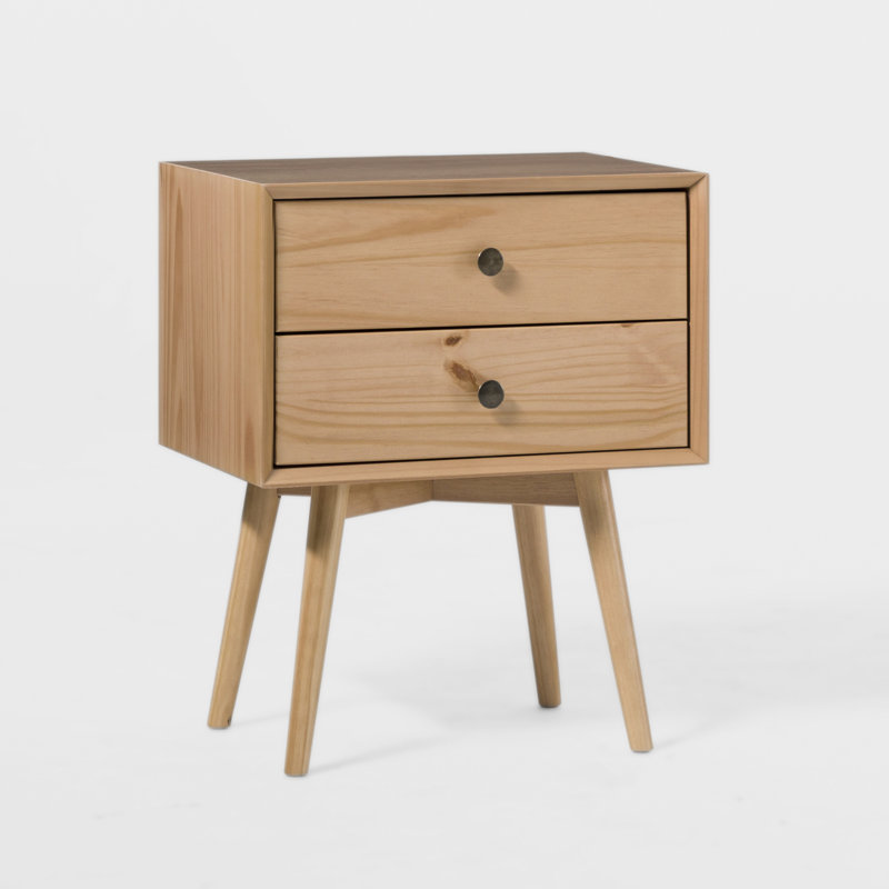 Solid Wood Bedside Table, Natural Pine
