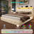 Upholstered Platform Bed with 4 Storage Drawers, Velvet Queen Size Bed with Storage Shelf Headboard&Charging Station&Led Lights, Beige-946315560-946315563