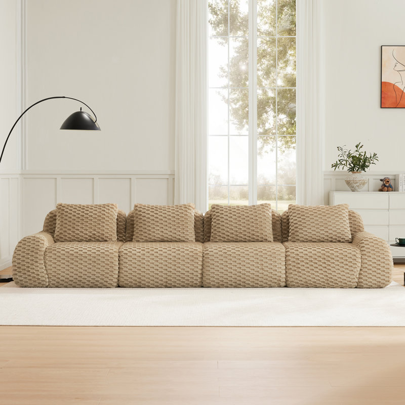 Canapé modulaire moderne pour le salon, canapé multi-places sans os à texture élevée, grands canapés à compression avec boutons