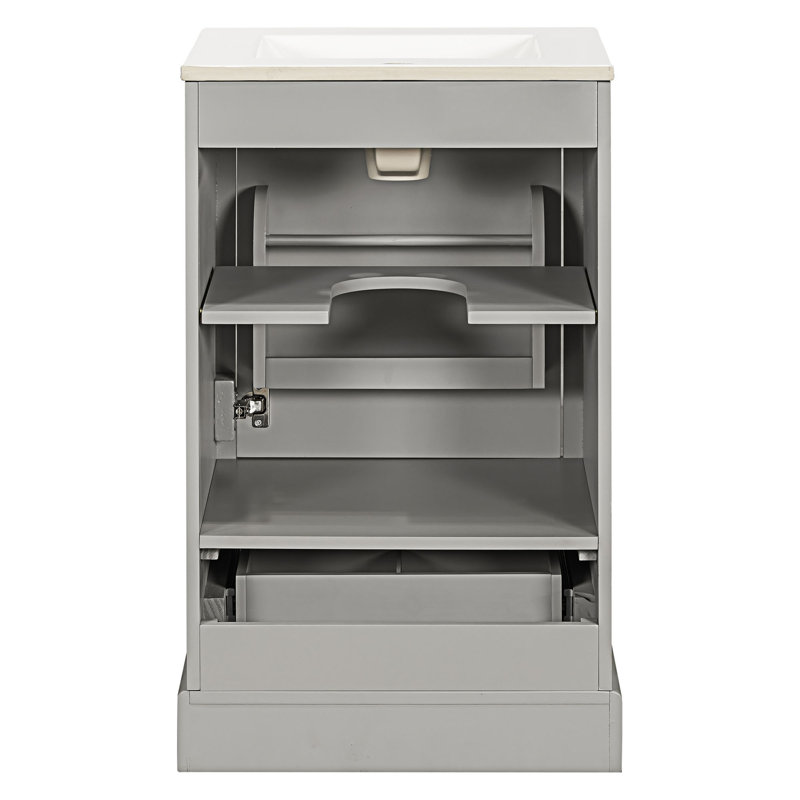 Bathroom Vanity With Ceramic Sink, Gray