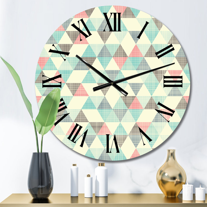 Multicolore triangulaire géométrique I - horloge murale à motifs, Petit