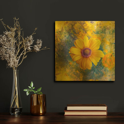 'Yellow Is Nice' By Ata Alishahi Gold Metal Wall Art, 12" x 12"