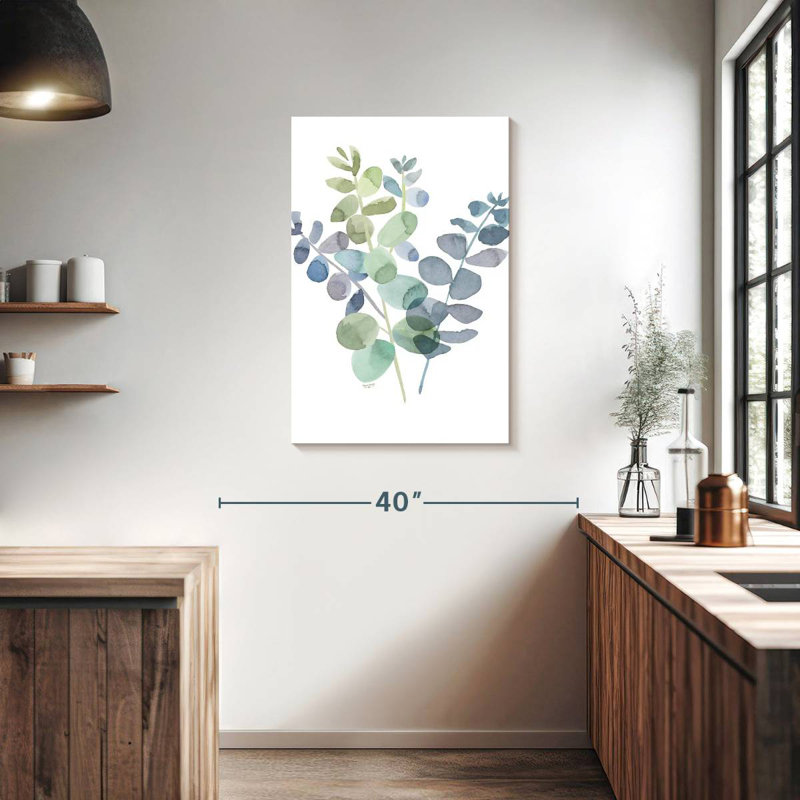 Inspiration naturelle bleu eucalyptus blanc II, H 36 po x l 24 po