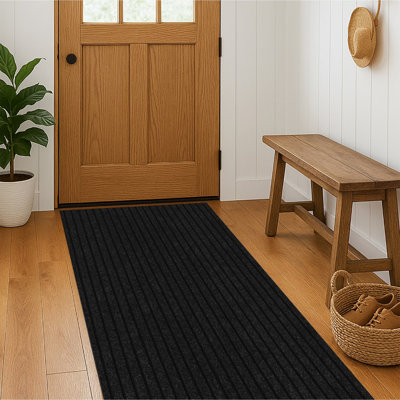 Heavy-Duty Utility Runner Rug Mat – 31 in. Wide x Custom Length - Slip Resistant Rubber Backing , All-Weather, Absorbent, Dirt-Trapping, Kid and Pet Safe, Easy To Trim for Entryways and High-Traffic Areas, Charcoal Gray
