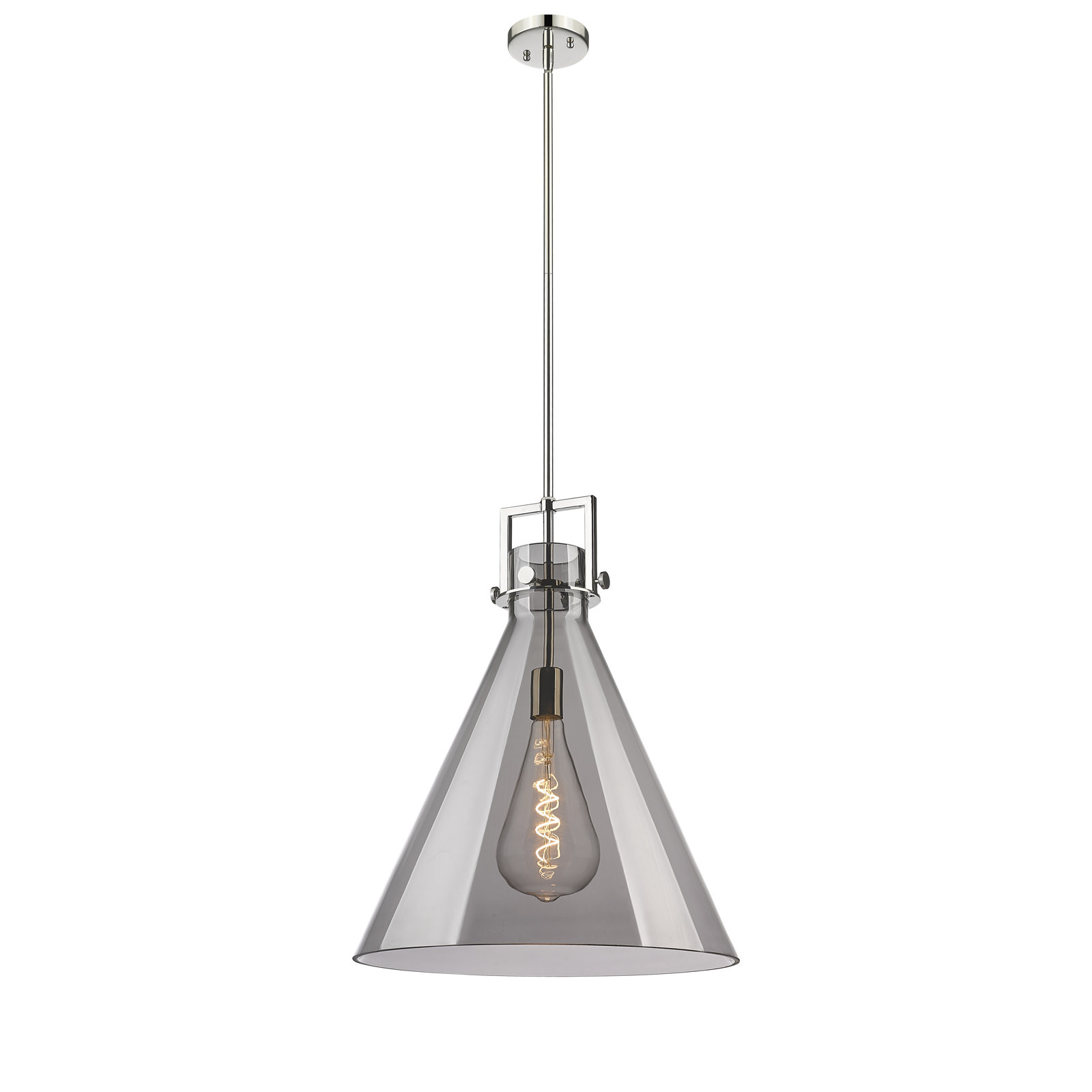 Coterie Single Light Glass Dimmable Pendant, Plated Smoke, 22.75" H x 18" W x 18" D, Polished Nickel