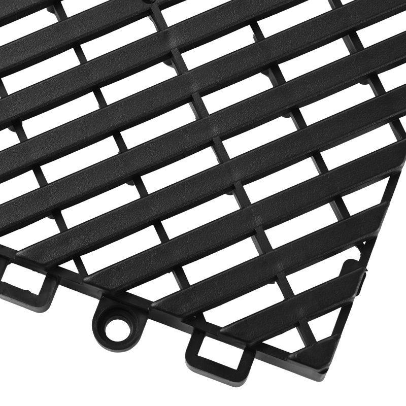 Interlocking Drainage Mat, Modular Interlocking Cushion Durable PP, 12" L x 12" W, Black