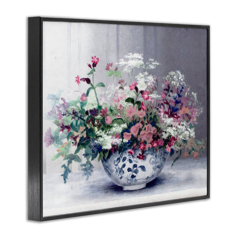 Vase Painterly Elegant, Giclée encadrée noir minuit, H 24 po x l 30 po