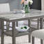 Table de comptoir rectangulaire en faux marbre gris 60 "avec tablette de rangement Luna