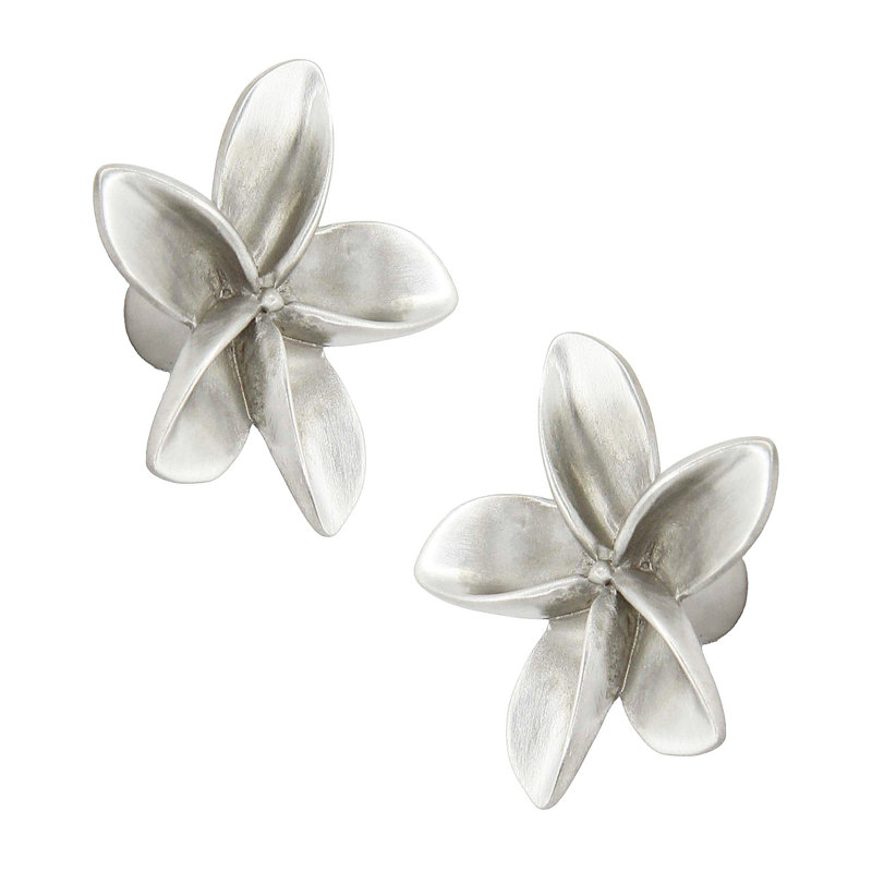 2" Plumeria Flower Medium Knob, Brushed Nickel, 1.75" L x 1.75" W, 2