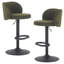 Ensemble de 2 tabourets de bar en tissu vert avec tabourets de bar réglables en hauteur et dossier en métal noir-130445368-130445369