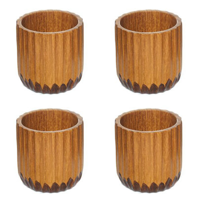 Kappu Grooved Teak Wood Tea Cup