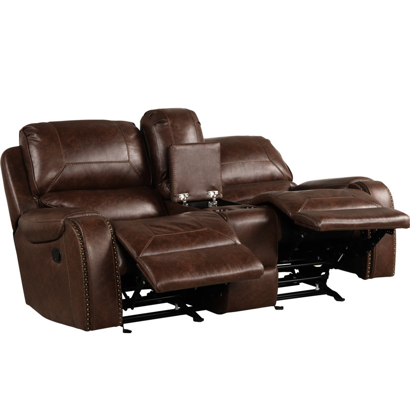 Dossier inclinable brun à têtes de lit inclinables avec console de rangement en similicuir couleur riche