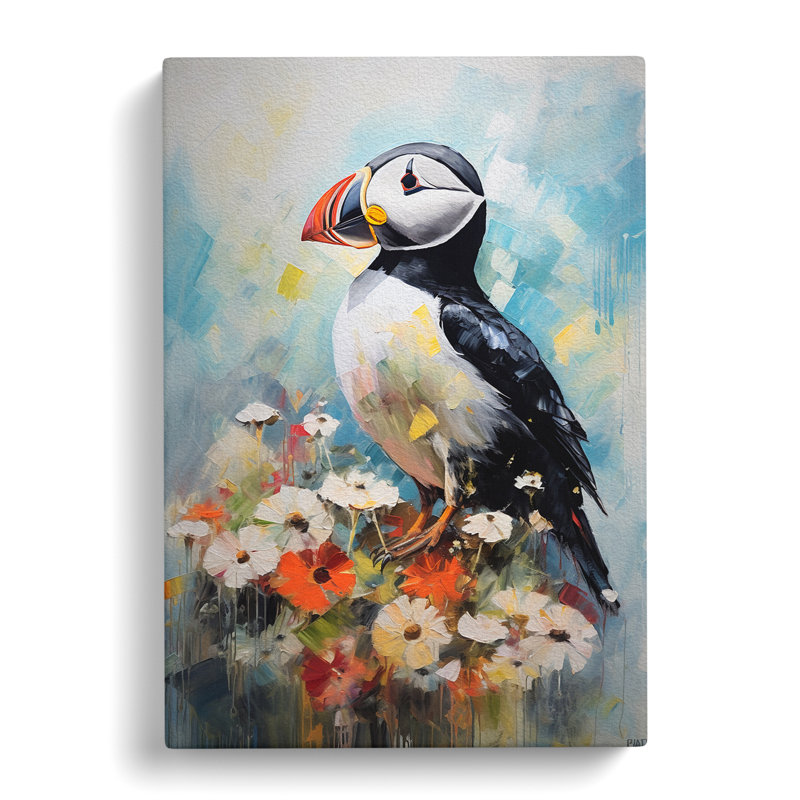 Puffin Impressionism Art - Wrapped Canvas, 60cm H x 40cm W x 3cm D