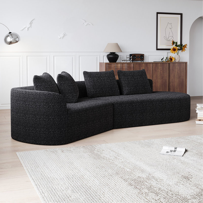 Modern Upholstered Oversized Sectional Sofa, Black