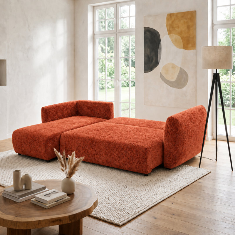 Sectional, Left Hand Facing Corner Sofa, Orange FLOW 9