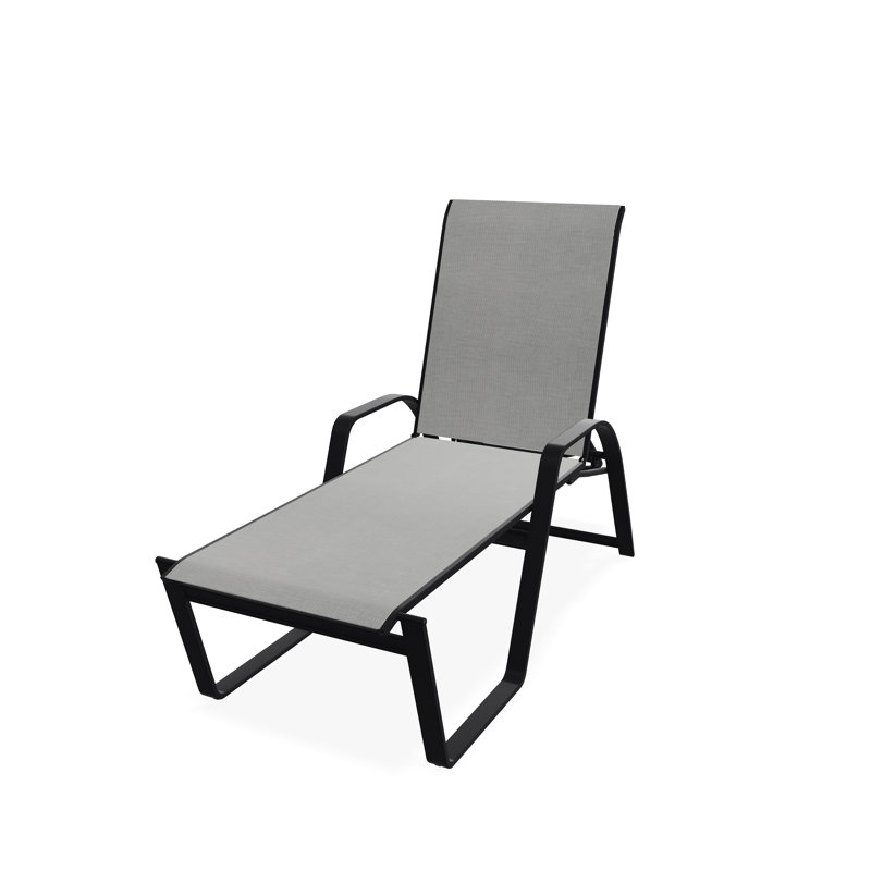 Chaise longue empilable Aruba II, Alliage Sunbrella®, Noir