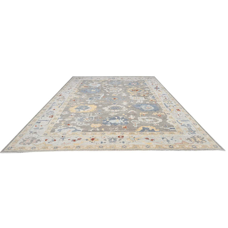 Oushak Collection, Transitional One-of-a-Kind Rectangle 9'10" X 13'6" Hand Knotted Area Rug