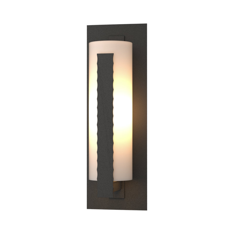 Forged Vertical Bar 1 - Bulb Outdoor Flush Mount, Natural lron, Opal, 15" H X 5"  W X 4.1" D