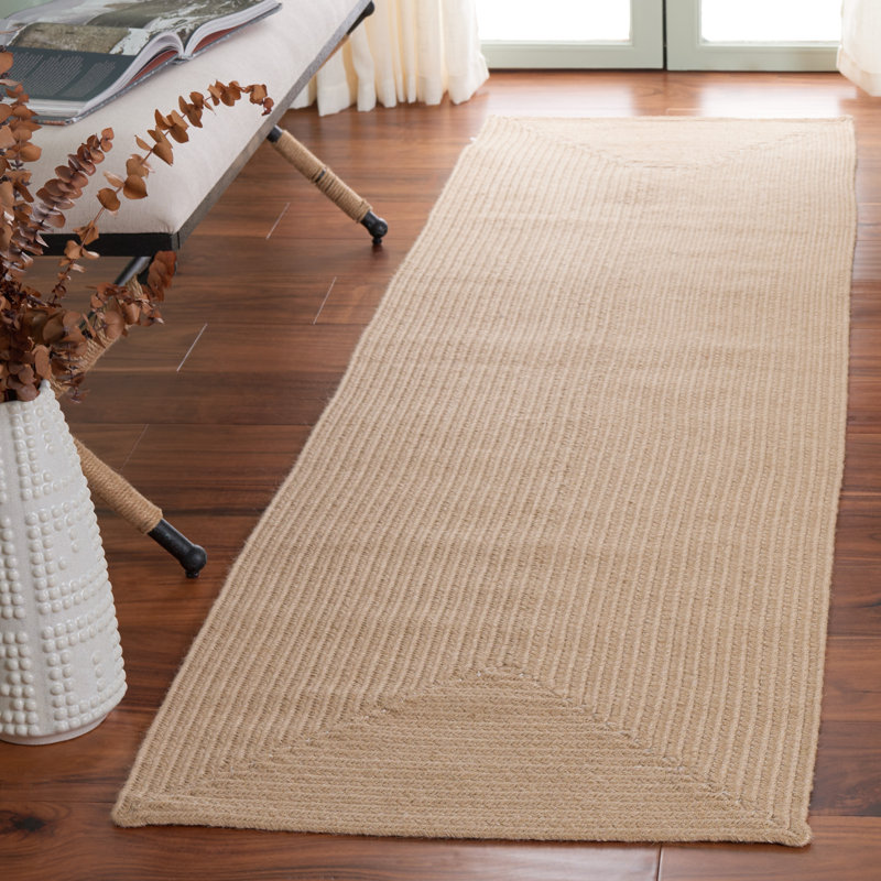 Tapis de couleur unie en jute tissé à la main Dooley, Tapis de couloir 2 pi 3 po x 8 pi