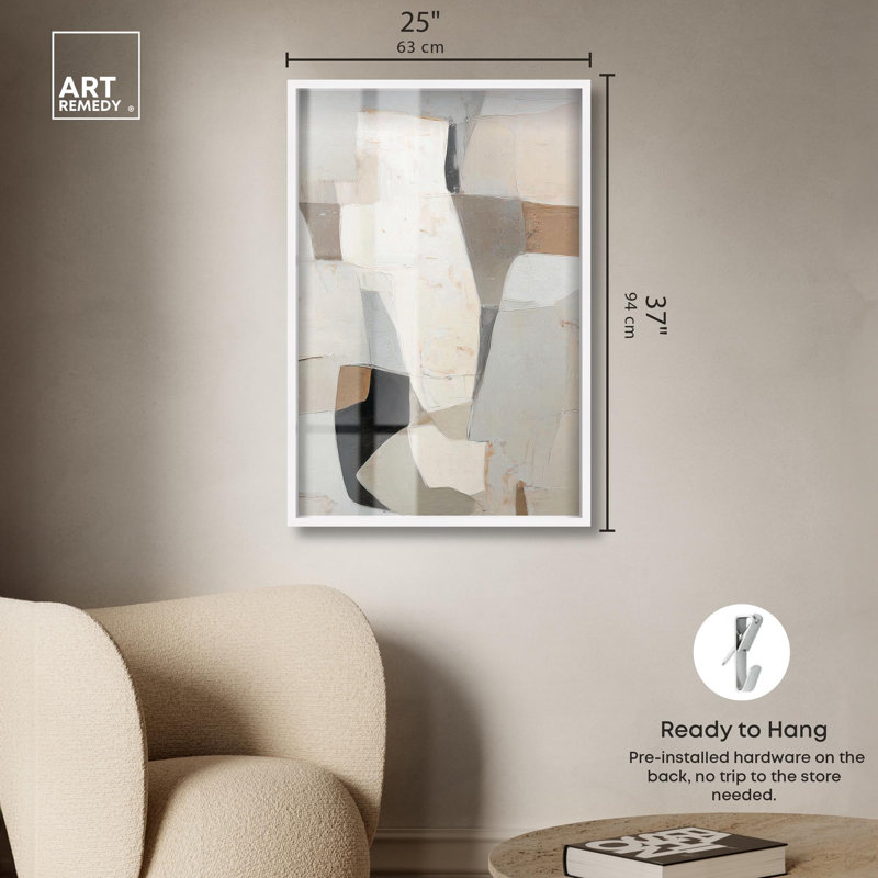 «Antique Wall I Modern Decor Shadowbox» par Art Remedy, H 37 po x l 25 po, Blanc
