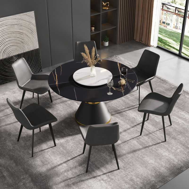 Table de salle à manger Ryding, H 29,5 po x L 53 po x l 53 po, Noir / blanc