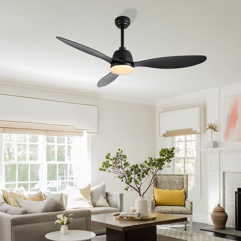 Clarra 52'' Ceiling Fan with LED Lights, Black