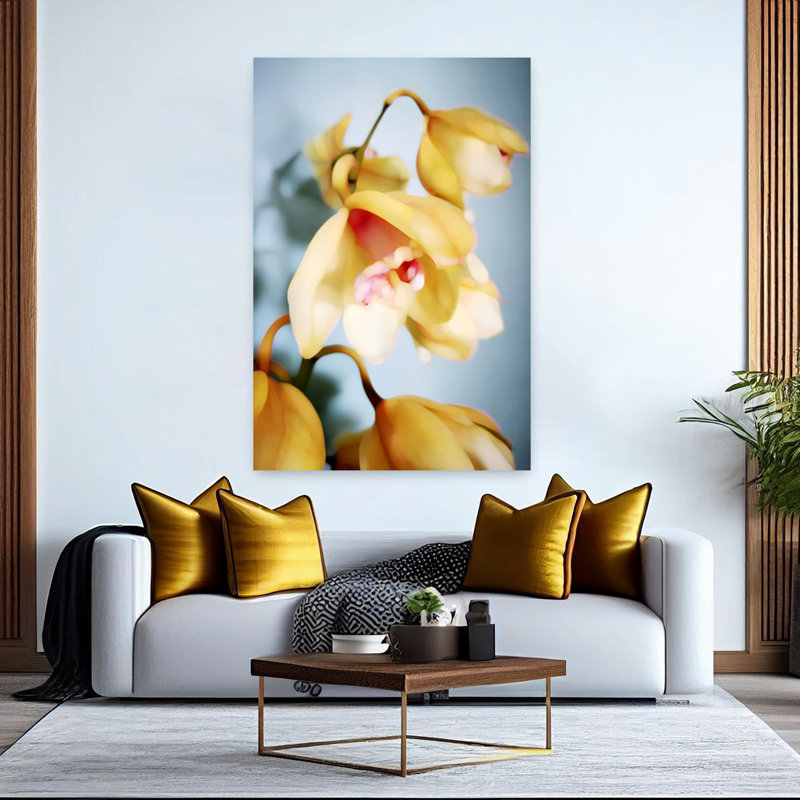 Contemporary Art Elegant Abstract Orchid Nature Tropical Wall Art, 60" H x 40" W