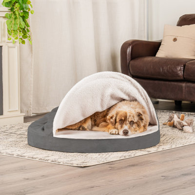 Faux Sheepskin Round Hooded Orthopedic Dog Bed