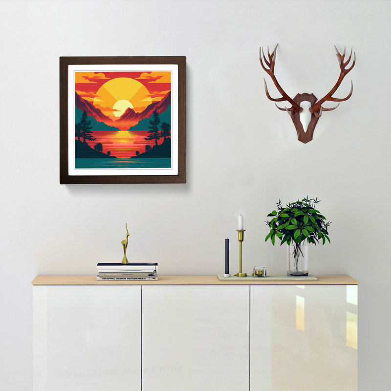 Sunrise Retro Art - Framed Print, Walnut