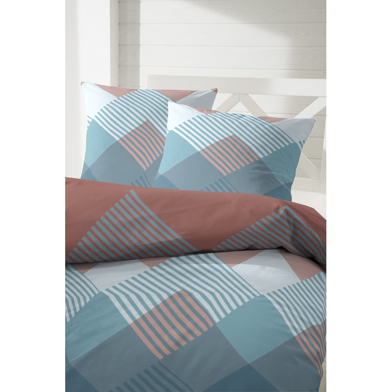 Figuroa Cotton 91 TC Duvet Cover Set, Green/Red, 155 x 220 cm - 1 Pillowcase (80 x 80 cm)