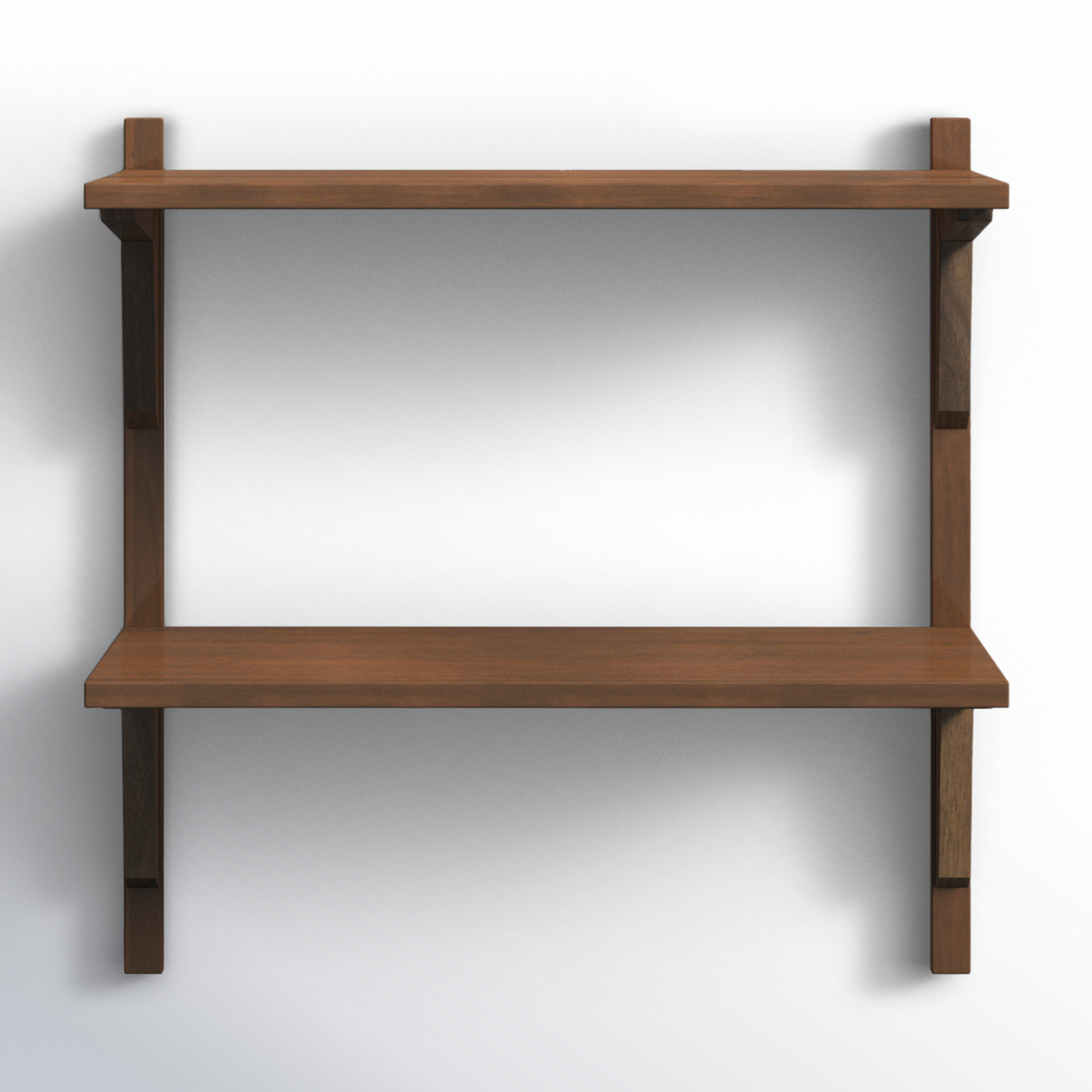 Baez Poplar Solid Wood Wall Shelf, Rustic Brown