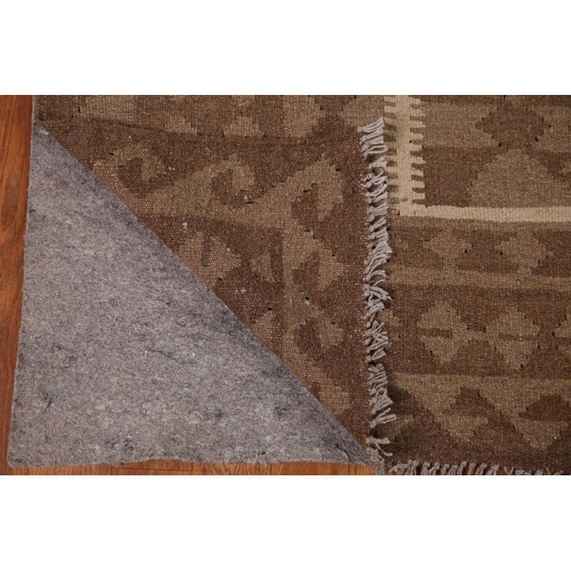 Brown Kilim Geometric Area Rug 7x10