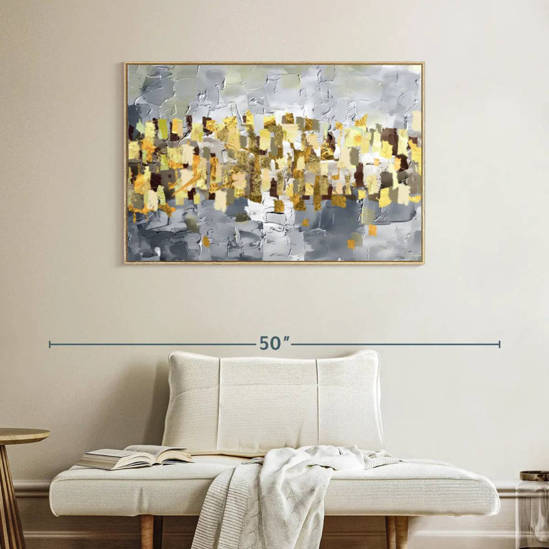 Or et argent Leota, Cadre flottant en bois naturel, 40 po x 27 po