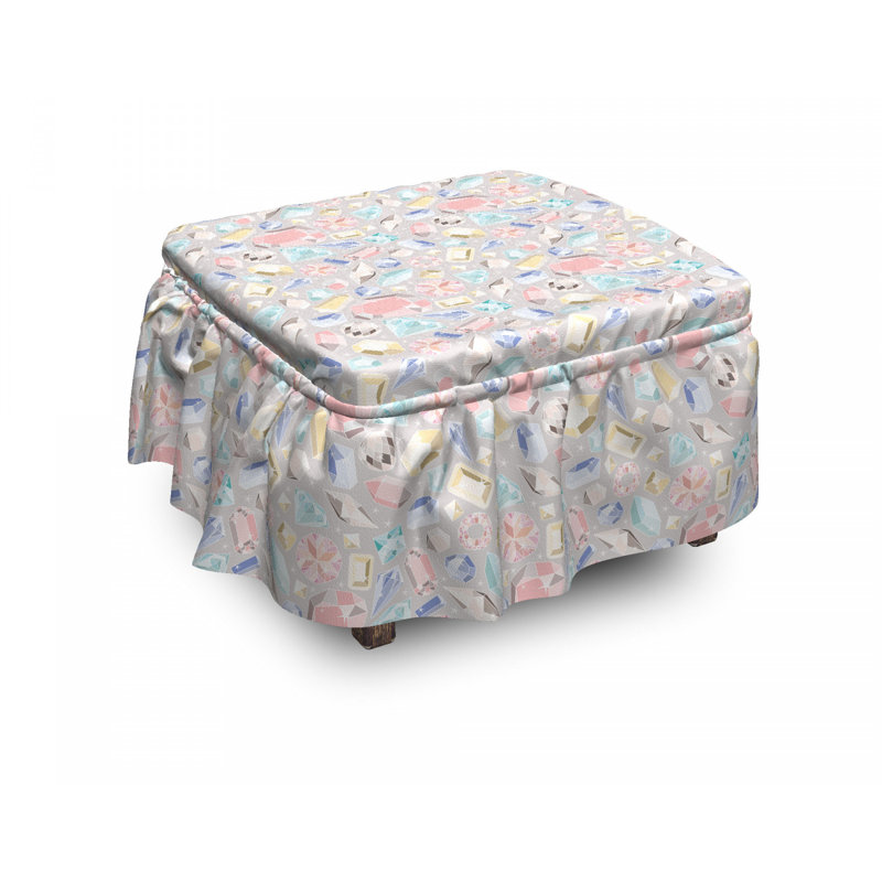 Ensemble de housse pour repose-pieds à coussins carrés 2 pièces à coussins pastel diamants