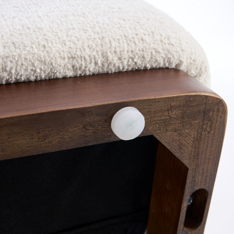 Fauteuil d'appoint rembourré avec accoudoirs à dossier plein et chaise demi-tonneau avec base en bois massif, Tissu blanc