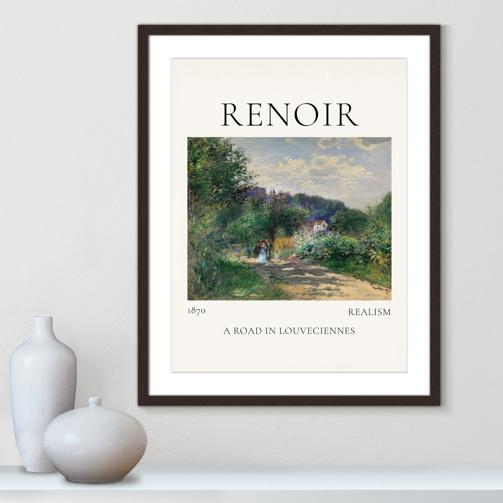 Rocchetto "A Road in Louveciennes" Print, Walnut Single Picture Frame, Yes, 29.5" H x 23.5" W x 1.25" D