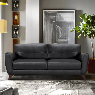 Canapé à accoudoirs arrondis en cuir véritable de 81,9 po Caloundra