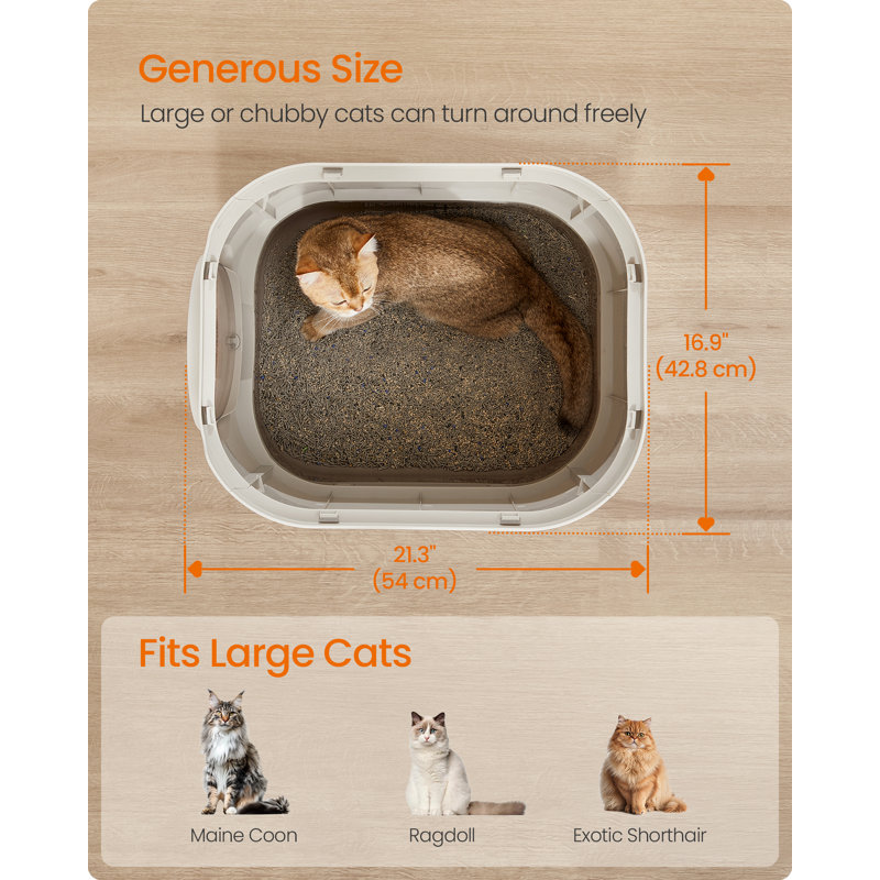 54x42.8x40cm Plastic Litter Box Enclosure, Warm Grey
