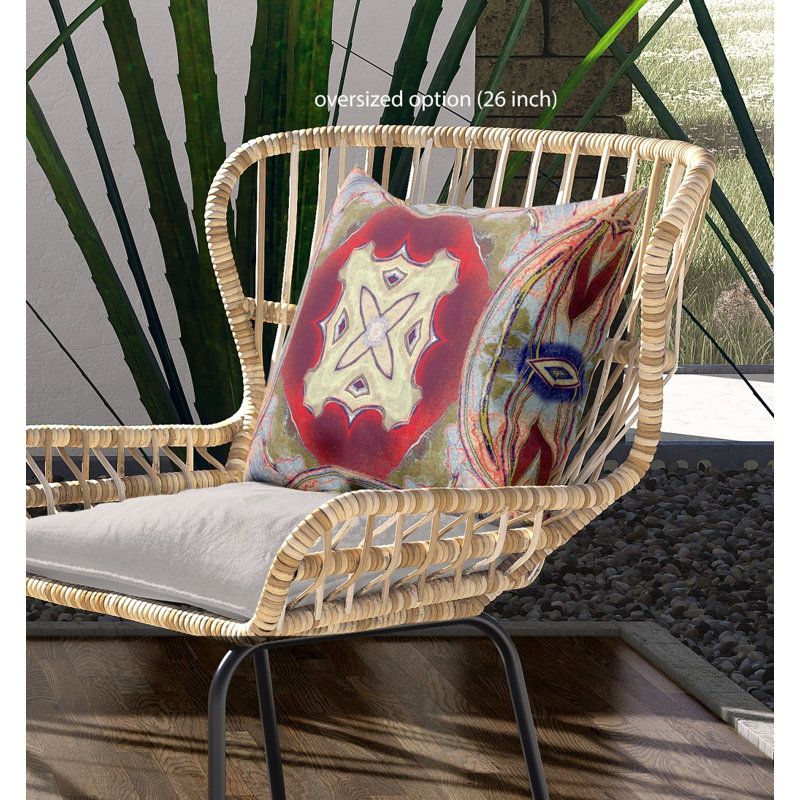Coussin 18 po x 18 po Indigo, Gris / vert / magenta / rouge