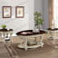 Table basse de salon en bois massif de 42 po, 2 tablettes supplémentaires, beige et abat-jour, table ovale facile à assembler pour plus d'élégance, bois, tablette, lueur, simple