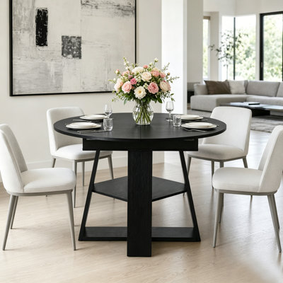 Table de salle à manger extensible en bois de 43,33 à 59,08 pouces de largeur