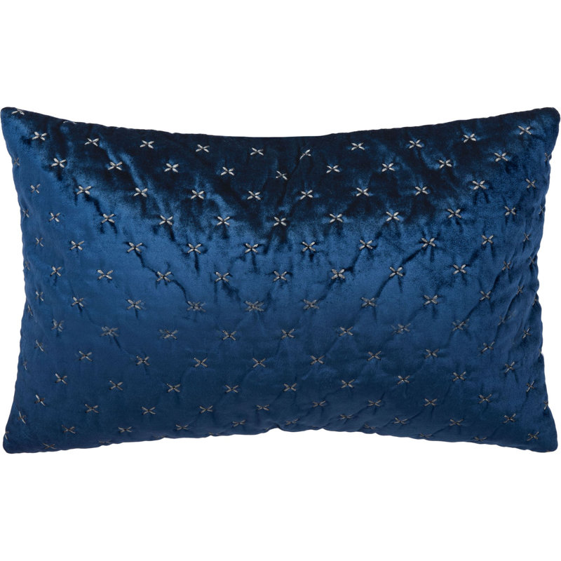 Royal Blue Rectangular Embroidered Decorative Pillow