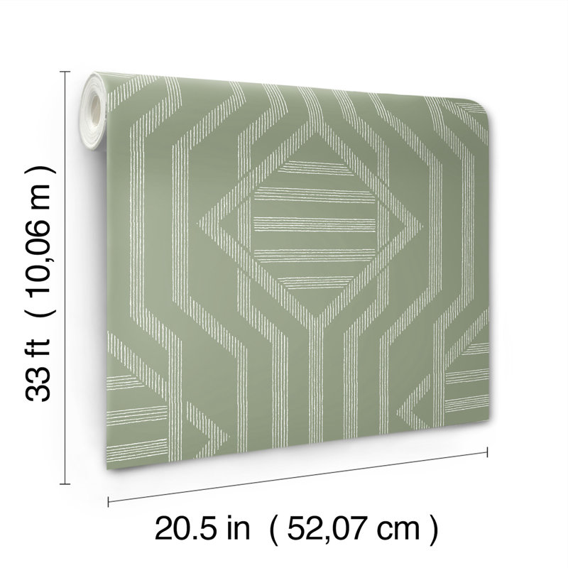 Essex Dark Blue Geometric Wallpaper, Green
