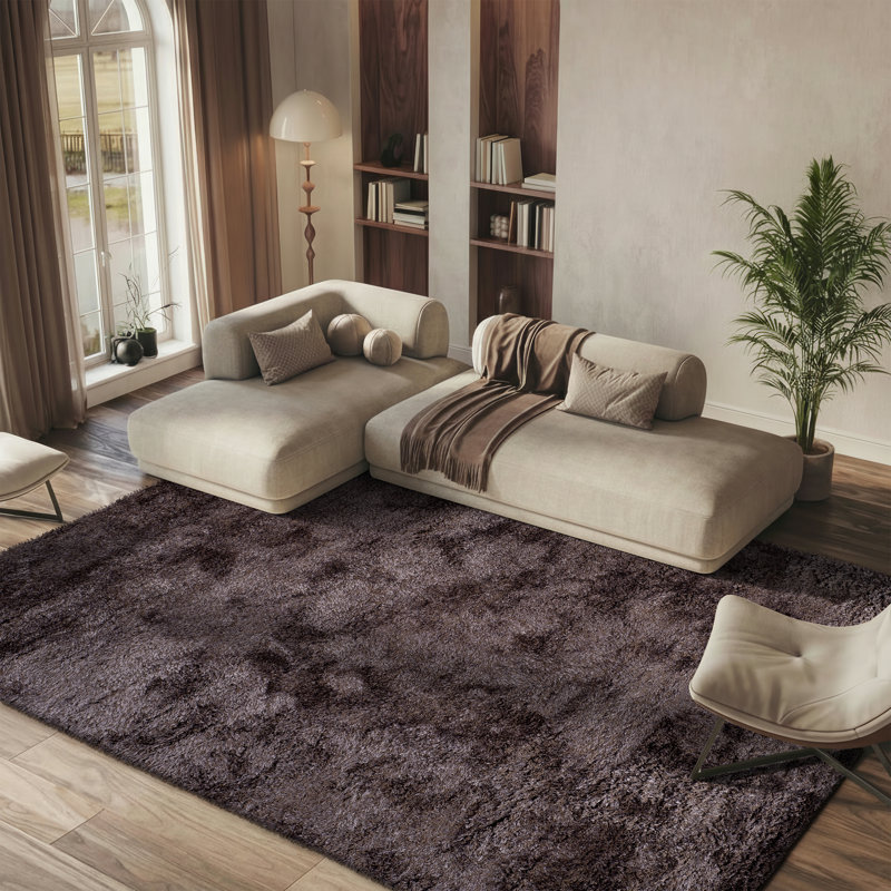 Tapis lavande touffeté à la main Delane, Rectangle 8 pi x 10 pi