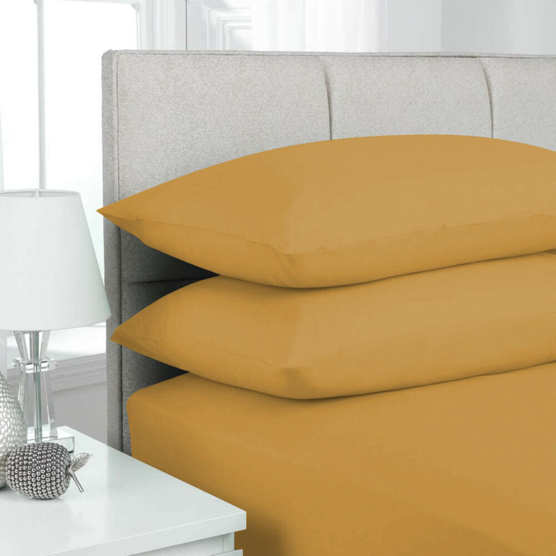Castille Super Soft Plain Blend Microfiber Housewife Pillowcase, Ochre