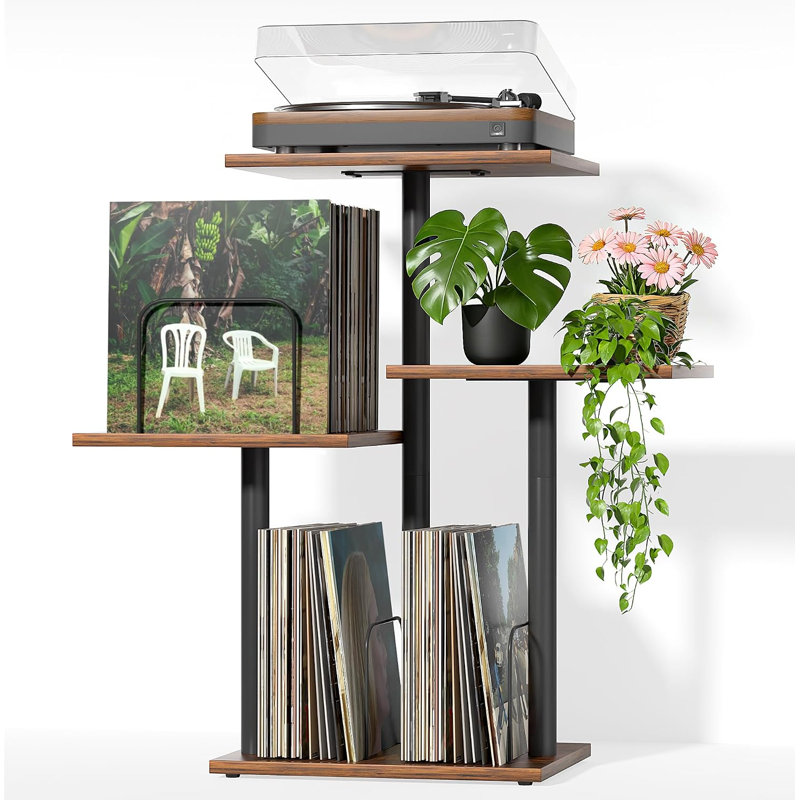 Support de rangement pour disques vinyles en vinyle avec support pour plante, table tournante avec support pour disque