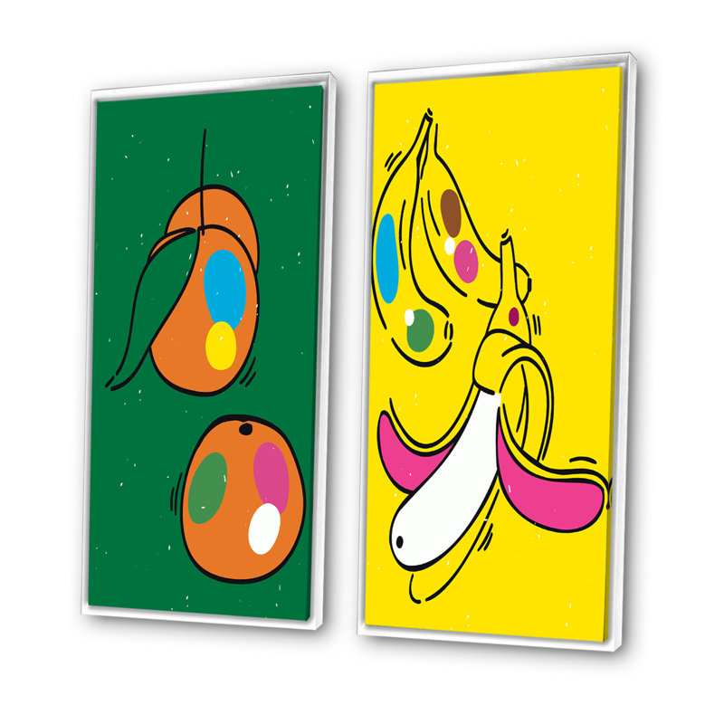 1990S Pop Fruit Designs I - 2 pièces, impression, H 40 po x l 40 po x P 1,5 po, Cadre blanc