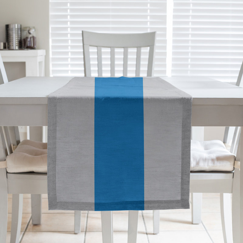 Chemin de table basket New York, L 72 po x l 16 po, Argenté / bleu / argenté, Polyester sergé
