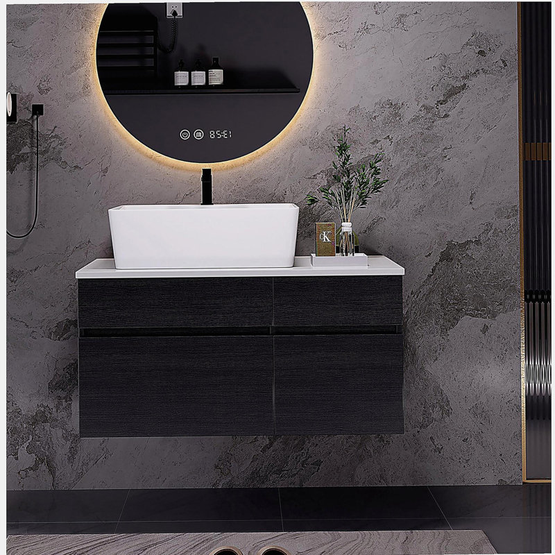 Petit meuble-lavabo flottant simple 31,5 pouces avec lavabo